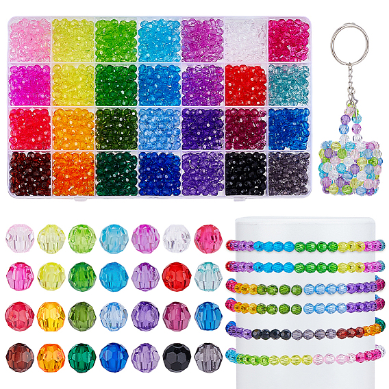 1960 шт 28 цвета прозрачные акриловые бусины, рондель, граненые