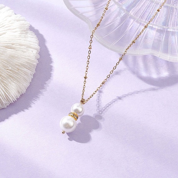 Подвеска в виде снеговика с белым круглым жемчугом 304 цепочка-спутник из нержавеющей стали