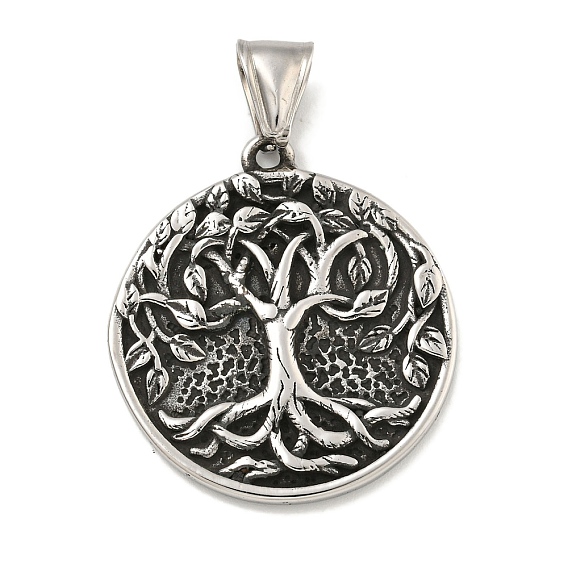 316 хирургические подвески из нержавеющей стали, плоская круглая с подвеской дерево жизни