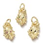 Brass Micro Pave Cubic Zirconia Pendants, with Jump Rings, Dragon, Real 18K Gold Plated