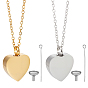 2 piezas 2 colores collares con colgante de ataúd funerario en forma de corazón de acero inoxidable, collares de cenizas de urna, con 2 bolsas 304 mini embudo de acero inoxidable
