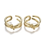 Adjustable Brass Cuff Rings, Open Rings, Long-Lasting Plated, Knot