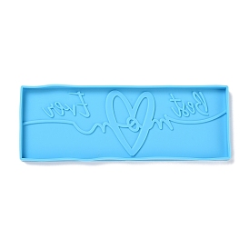 Mother's Day Theme DIY Pendant Silicone Molds, Resin Casting Molds, For UV Resin, Epoxy Resin Jewelry Making, Rectangle with Word & Heart