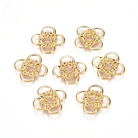 Electroplated Iron Spacer Beads, Flower, Real 18K Gold Plated