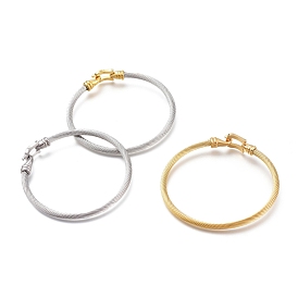 304 Stainless Steel Bangles, with Hook and S-Hook Clasps, Twist
