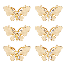 Broches papillon en alliage de strass pour vêtements de sac à dos, or
