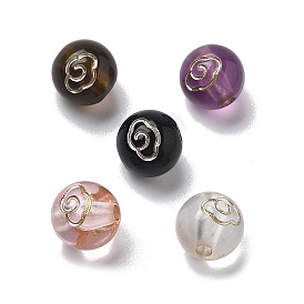 Plating Acrylic Beads, Sliver Metal Enlaced, Round