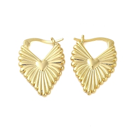Heart Brass Hoop Earrings for Women