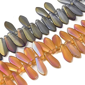 Electroplate Glass Beads Strands, Full Rainbow Plated, Teardrop