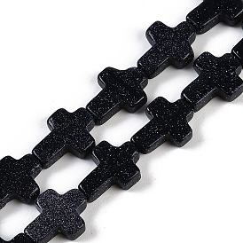 Synthetic Blue Goldstone Beads Strands, Cross