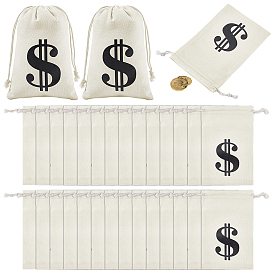 30шт. тканевые мешочки на завязках с принтом в виде знака доллара, прямоугольные