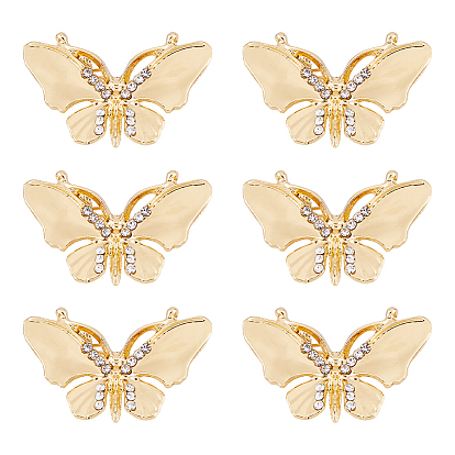 Butterfly Alloy Rhinestone Brooches for Backpack Clothes, Golden