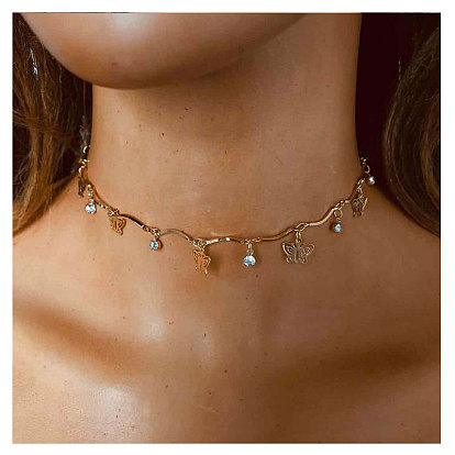 Алюминиевые хрустальные стразы бабочка кисточка ожерелья для женщин