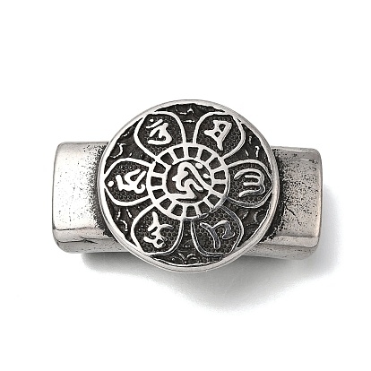 304 из нержавеющей стали слайд прелести, для изготовления кожаных браслетов, прямоугольный и плоский круглый с цветком