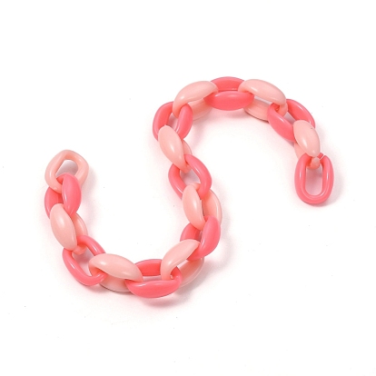 Handmade Opaque Acrylic Cable Chains, for Handbag Chains Making, Two Tone