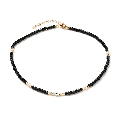 Star with Evil Eye Natural White Shell Beaded Necklaces, with Natural Malaysia Jade Beads, Pearl Beads, Brass Beads and 304 Stainless Steel Lobster Claw Clasps