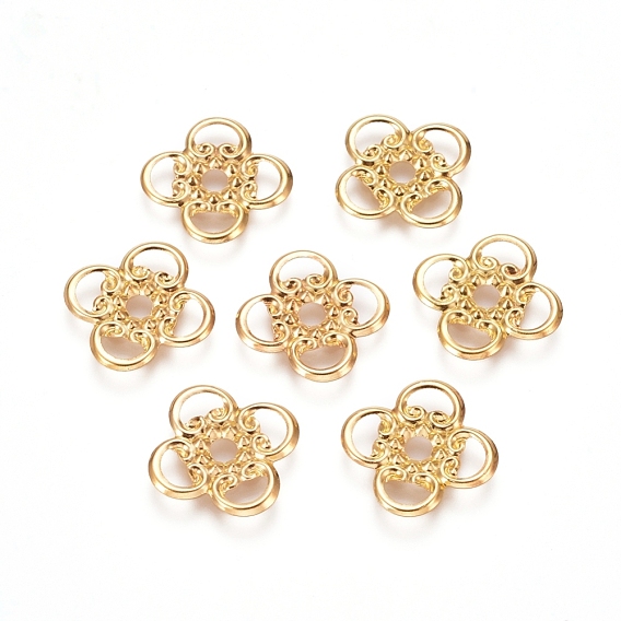 Perles d'espacement en fer galvanisé, fleur, or