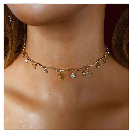 Алюминиевые хрустальные стразы бабочка кисточка ожерелья для женщин