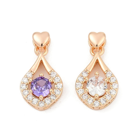 Латунные микро проложить кубического циркония подвески, слезинки, долговечный, без свинца и без кадмия