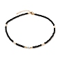 Star with Evil Eye Natural White Shell Beaded Necklaces, with Natural Malaysia Jade Beads, Pearl Beads, Brass Beads and 304 Stainless Steel Lobster Claw Clasps