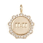 Латунные подвески, плоский круглый с цифрами 11:11 подвески, со стразами и соединительным кольцом