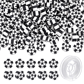 Наборы для изготовления браслетов из бусин в форме футбольного мяча своими руками, включая бусины из полимерной глины ручной работы и эластичную нить.