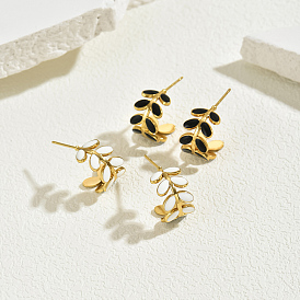 201 из нержавеющей стали листьев серьги стержня, золотые