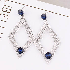 Sparkling Diamond Tassel Earrings with Geometric Design and Bold Personality