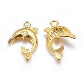 Alloy Pendants, Lead Free and Cadmium Free, Dolphin, 24x21x4mm, Hole: 3mm