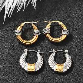 304 двухцветные серьги-кольца из нержавеющей стали