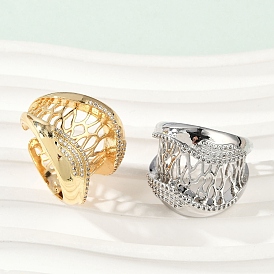 Открытые манжеты из латуни с микропаве и прозрачным цирконием для женщин