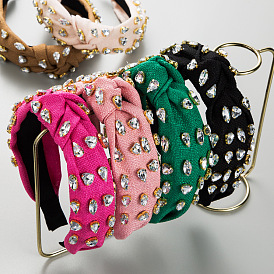 Chic Geometric Fabric Headband with Sparkling Rhinestones for Elegant Women