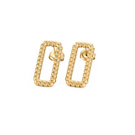 304 полые прямоугольные серьги-гвоздики из нержавеющей стали для женщин