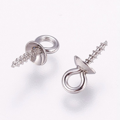 201 Stainless Steel Peg Bails Pendants, for Half-driled Beads