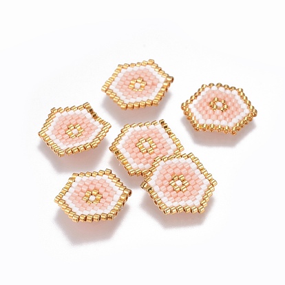MIYUKI & TOHO Handmade Japanese Seed Beads Links, Loom Pattern, Hexagon