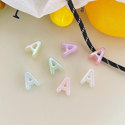 UV Plating Acrylic Alphabet Beads, Large Hole Beads, Imitation Jelly, Iridescent