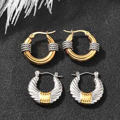 304 двухцветные серьги-кольца из нержавеющей стали