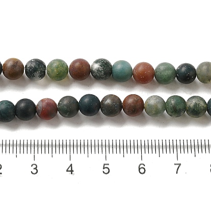 Natural Indian Agate Beads Strands, Frosted, Round