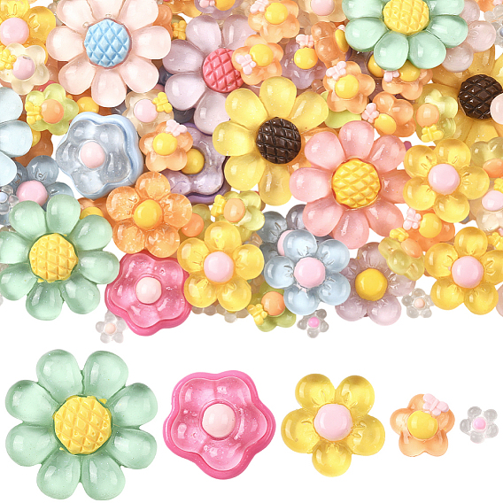 200шт 5 стили кабошоны из прозрачной смолы, цветок, для изготовления ювелирных изделий