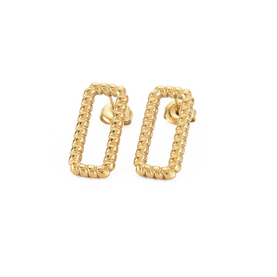 304 полые прямоугольные серьги-гвоздики из нержавеющей стали для женщин