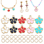 304 acier inoxydable émail pendentifs, avec des anneaux de saut ouverts, charmes de fleurs, or