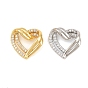Brass Micro Pave Clear Cubic Zirconia Pendants, Heart Charms