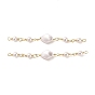 Rack Plating Brass Rhombus Links Connector Charms, with ABS Plastic Imitation Pearl Beads, Real 18K Gold Plated