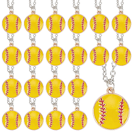 48 шт. ожерелья-цепочки с подвеской в виде бейсбольного сплава желтого цвета с эмалью для женщин и мужчин