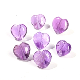 Natural Amethyst Love Heart Beads