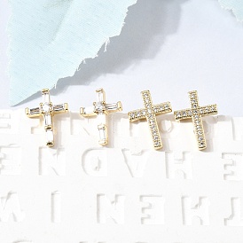 Серьги-гвоздики из латуни с микропаве и прозрачным кубическим цирконием, без кадмия и без свинца, долговечный, стойки покрытие