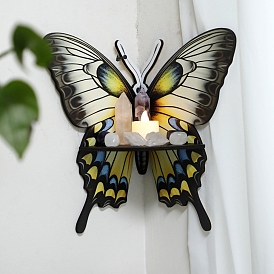 Butterfly Shaped Wood Candle Holders, Wall Mounted Display Storage Brackets, Wall Hanging Rack