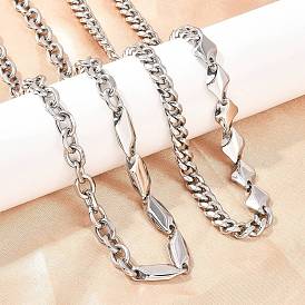 304 ожерелья из нержавеющей стали с ромбовидными звеньями для мужчин и женщин, ручная полировка, не тускнеет