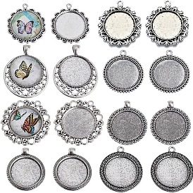 16 шт. 8 стили тибетский стиль плоский круглый сплав подвеска кабошон оправы