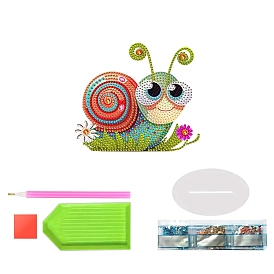 Snail DIY Diamond Painting Kit, Including Acrylic Rhinestones Bag, Diamond Sticky Pen, Tray Plate, Oval Base, Glue Clay and Canvas